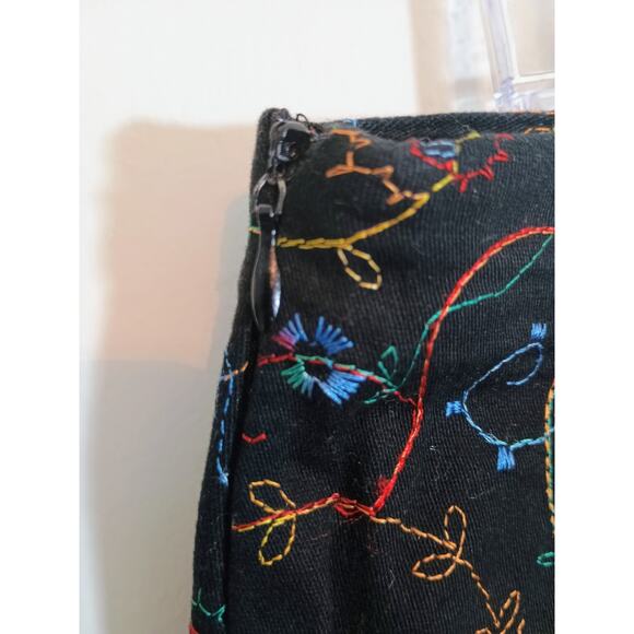 Coldwater Creek Pants Women 16 Petite Multicolor Embroidered Artsy Paisley Capri - Picture 5 of 6